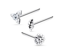 3 Silver Nose Stud Sets NSK-SET-1104